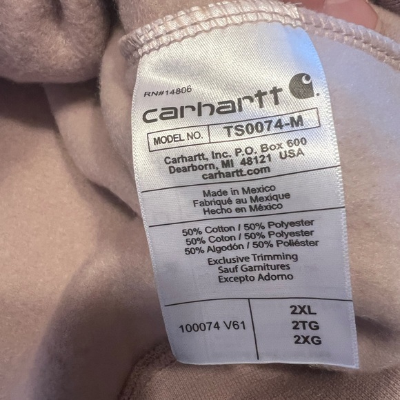NWT Men's Carhartt Loose Fit Midweight Logo Sleeve Graphic Hoodie Color Mauve - Picture 6 of 6